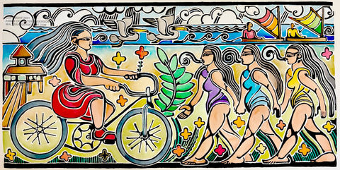 Biloxi Beach - Girl Cyclist