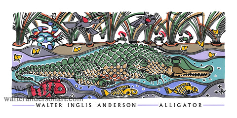 Alligator in Marsh Grass Poster