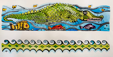 Alligator with Water Border