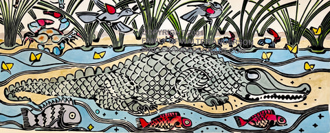 Alligator in the Marsh Grass