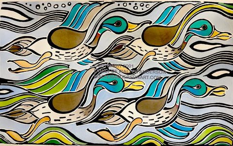 Ducks - 4 Flying Across