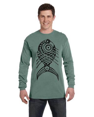 Unisex Adult T-Shirt - Long Sleeve - Vertical Fish