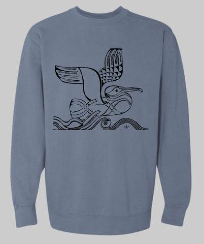 Sweatshirt Unisex Adult Single Pelican in Flight Blue