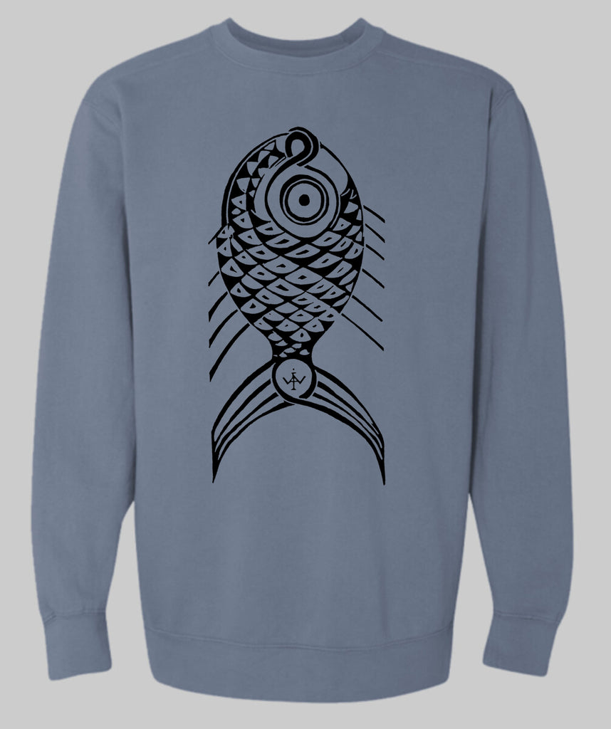 Sweatshirt Unisex Adult Vertical Fish Blue