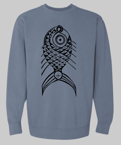 Sweatshirt Unisex Adult Vertical Fish Blue