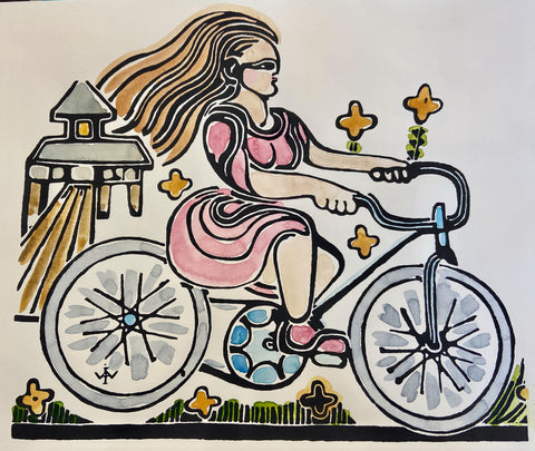 Biloxi Beach - Girl on Bicycle